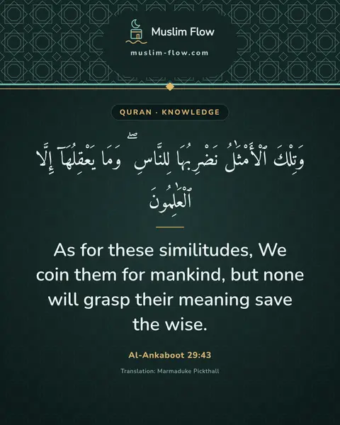 Al-Ankaboot 29:43: As for these similitudes, We coin them for mankind, but none will grasp their meaning save the wise.