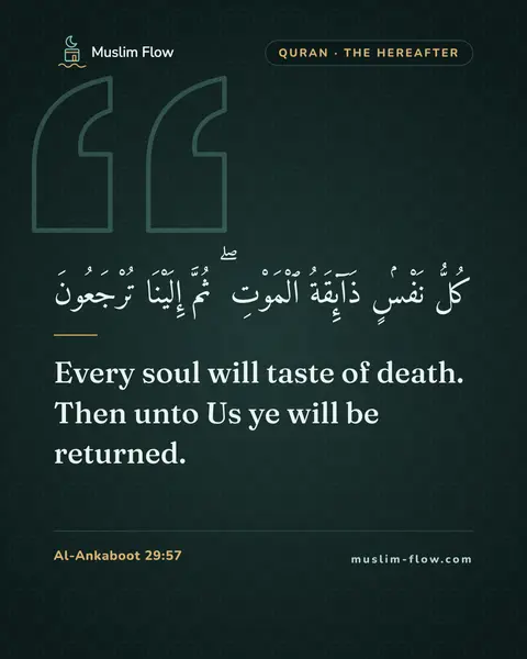 Al-Ankaboot 29:57: Every soul will taste of death. Then unto Us ye will be returned.