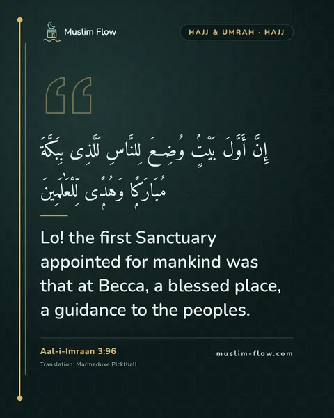Aal-i-Imraan 3:96: Lo! the first Sanctuary appointed for mankind was that at Becca, a blessed place, a guidance to the…