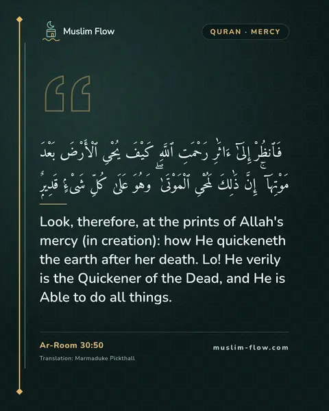 Ar-Room 30:50: Look, therefore, at the prints of Allah's mercy (in creation): how He quickeneth the earth after…