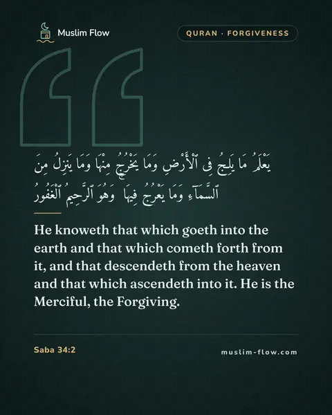 Saba 34:2: He knoweth that which goeth into the earth and that which cometh forth from it, and that descendeth…