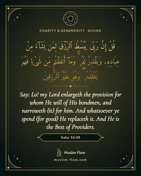 Saba 34:39: Say: Lo! my Lord enlargeth the provision for whom He will of His bondmen, and narroweth (it) for…