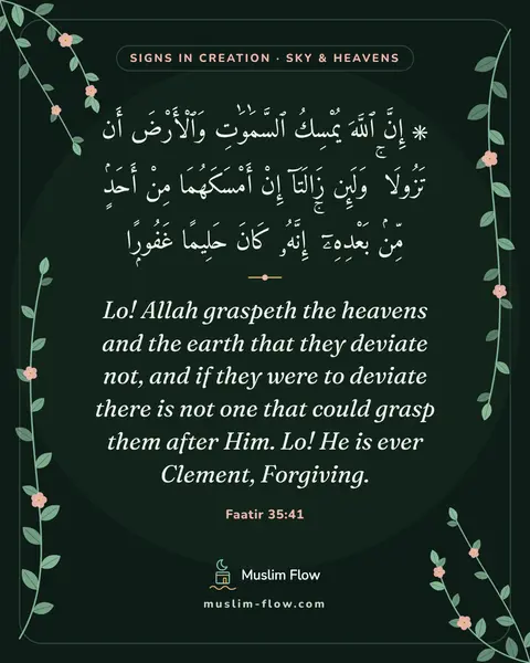 Faatir 35:41: Lo! Allah graspeth the heavens and the earth that they deviate not, and if they were to deviate…
