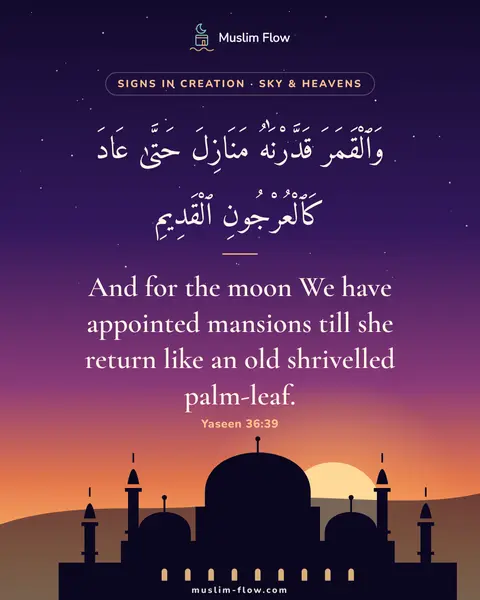 Yaseen 36:39: And for the moon We have appointed mansions till she return like an old shrivelled palm-leaf.