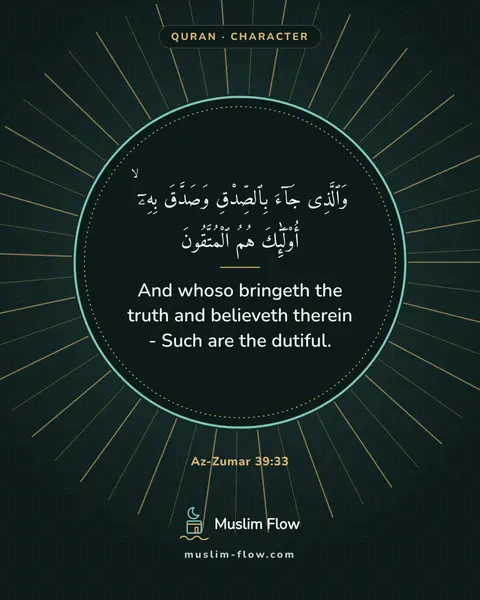 Az-Zumar 39:33: And whoso bringeth the truth and believeth therein - Such are the dutiful.