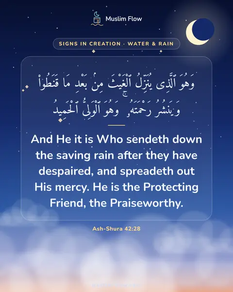 Ash-Shura 42:28: And He it is Who sendeth down the saving rain after they have despaired, and spreadeth out His…