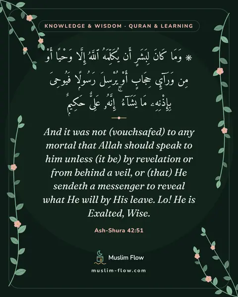 Ash-Shura 42:51: And it was not (vouchsafed) to any mortal that Allah should speak to him unless (it be) by…