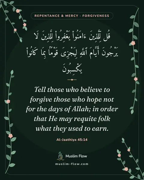 Al-Jaathiya 45:14: Tell those who believe to forgive those who hope not for the days of Allah; in order that He may…