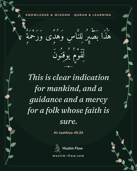 Al-Jaathiya 45:20: This is clear indication for mankind, and a guidance and a mercy for a folk whose faith is sure.