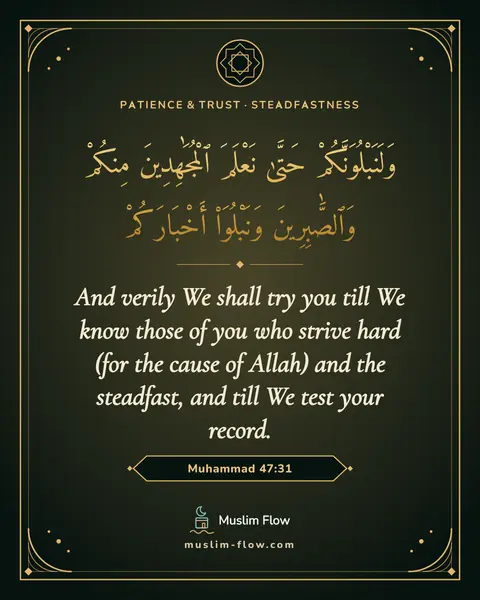 Muhammad 47:31: And verily We shall try you till We know those of you who strive hard (for the cause of Allah) and…