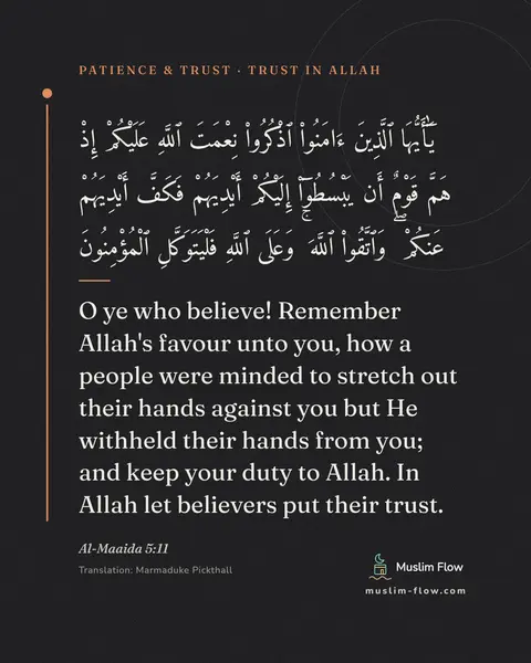Al-Maaida 5:11: O ye who believe! Remember Allah's favour unto you, how a people were minded to stretch out their…