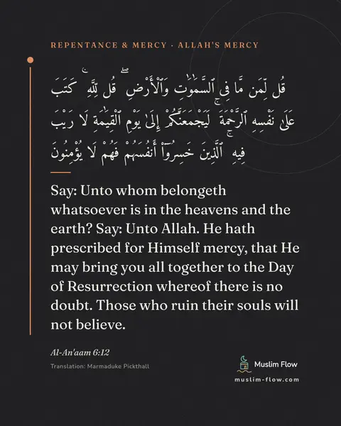 Al-An'aam 6:12: Say: Unto whom belongeth whatsoever is in the heavens and the earth? Say: Unto Allah. He hath…