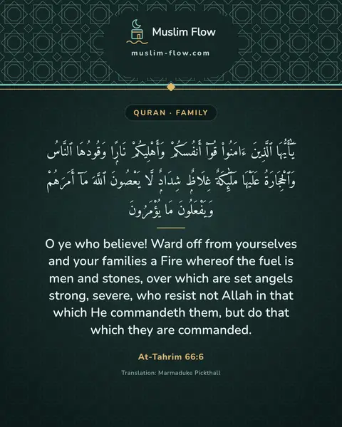 At-Tahrim 66:6: O ye who believe! Ward off from yourselves and your families a Fire whereof the fuel is men and…