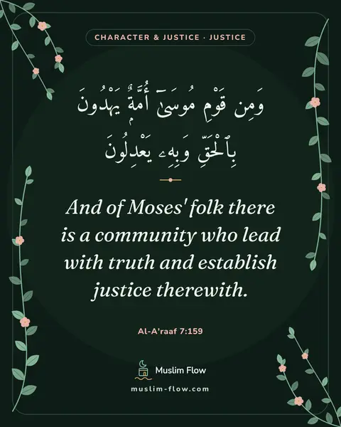 Al-A'raaf 7:159: And of Moses' folk there is a community who lead with truth and establish justice therewith.