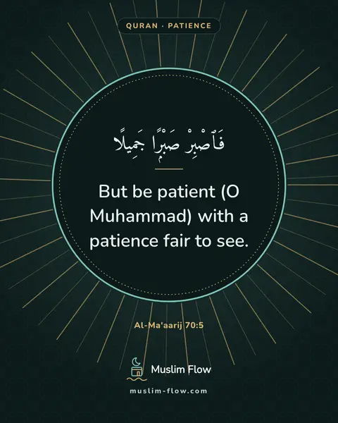 Al-Ma'aarij 70:5: But be patient (O Muhammad) with a patience fair to see.