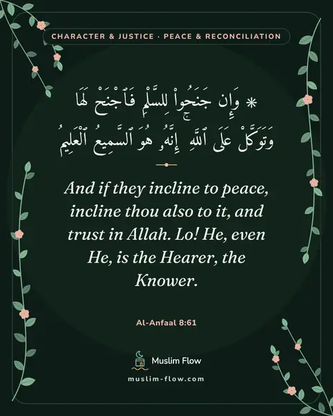 Al-Anfaal 8:61: And if they incline to peace, incline thou also to it, and trust in Allah. Lo! He, even He, is the…