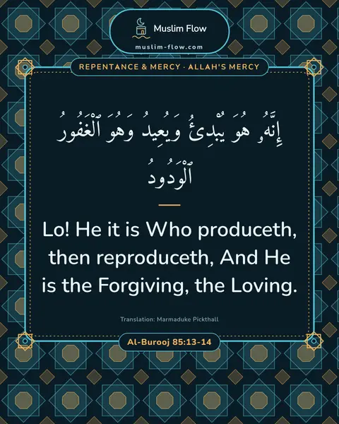Al-Burooj 85:13-14: Lo! He it is Who produceth, then reproduceth, And He is the Forgiving, the Loving.
