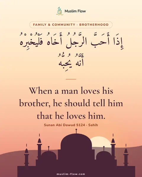 Sunan Abi Dawud 5124 · Sahih: When a man loves his brother, he should tell him that he loves him.