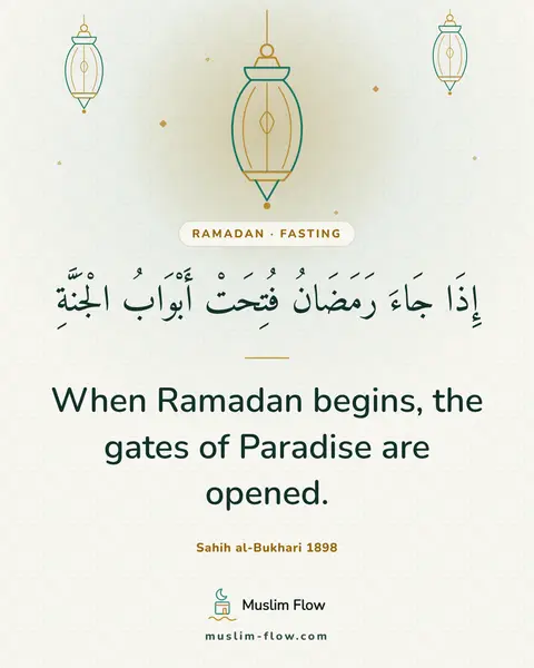 Sahih al-Bukhari 1898: When Ramadan begins, the gates of Paradise are opened.