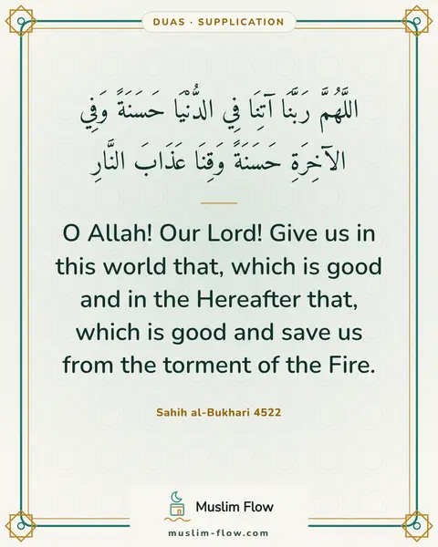 Sahih al-Bukhari 4522: O Allah! Our Lord! Give us in this world that, which is good and in the Hereafter that, which is…