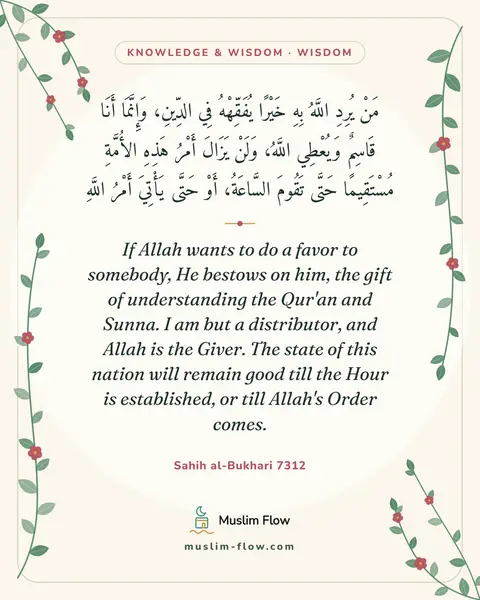 Sahih al-Bukhari 7312: If Allah wants to do a favor to somebody, He bestows on him, the gift of understanding the Qur'an…