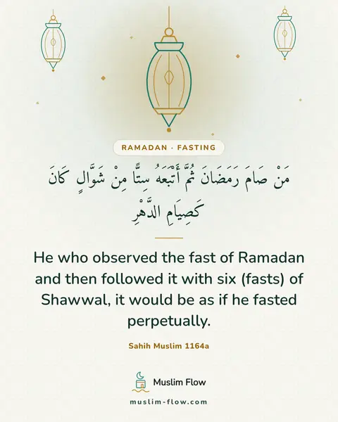 Sahih Muslim 1164a: He who observed the fast of Ramadan and then followed it with six (fasts) of Shawwal, it would be…