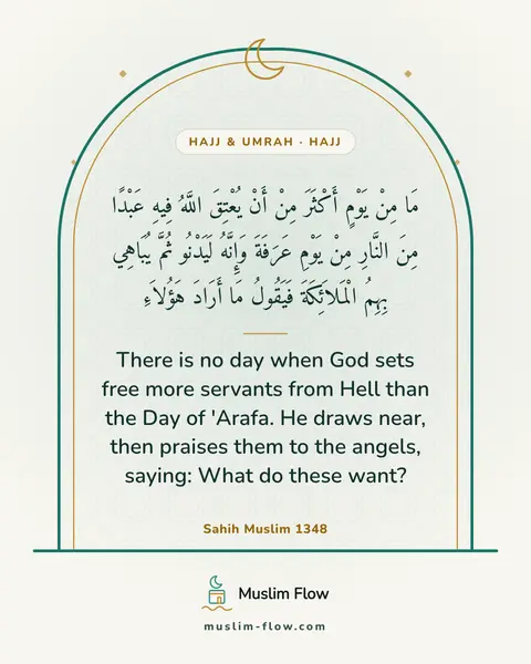 Sahih Muslim 1348: There is no day when God sets free more servants from Hell than the Day of 'Arafa. He draws near…