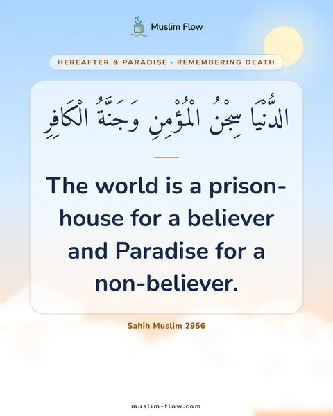 Sahih Muslim 2956: The world is a prison-house for a believer and Paradise for a non-believer.