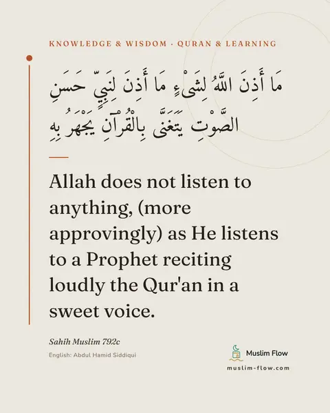 Sahih Muslim 792c: Allah does not listen to anything, (more approvingly) as He listens to a Prophet reciting loudly…