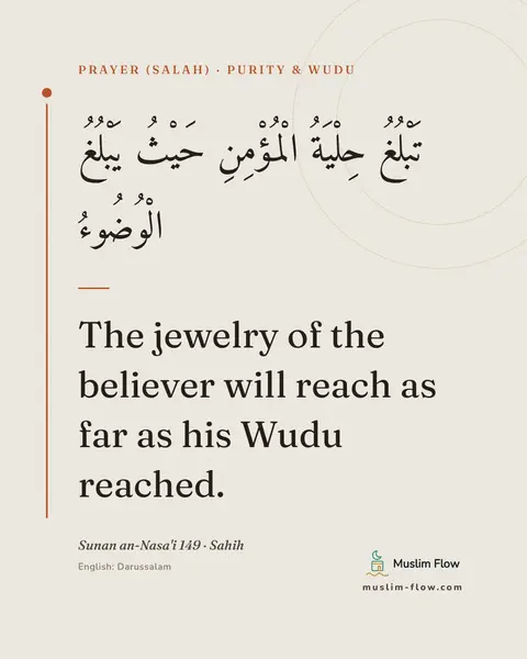 Sunan an-Nasa'i 149 · Sahih: The jewelry of the believer will reach as far as his Wudu reached.