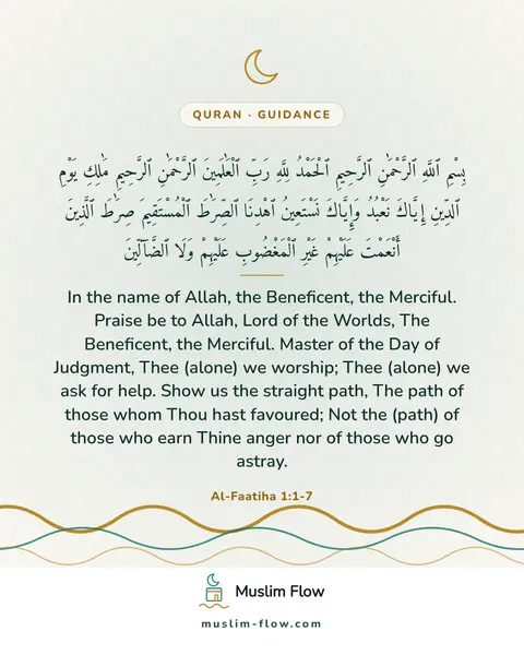 Al-Faatiha 1:1-7: In the name of Allah, the Beneficent, the Merciful. Praise be to Allah, Lord of the Worlds, The…