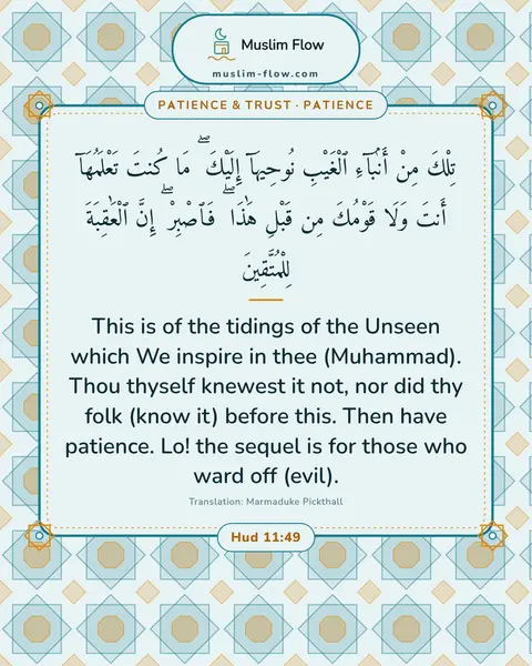 Hud 11:49: This is of the tidings of the Unseen which We inspire in thee (Muhammad). Thou thyself knewest it…