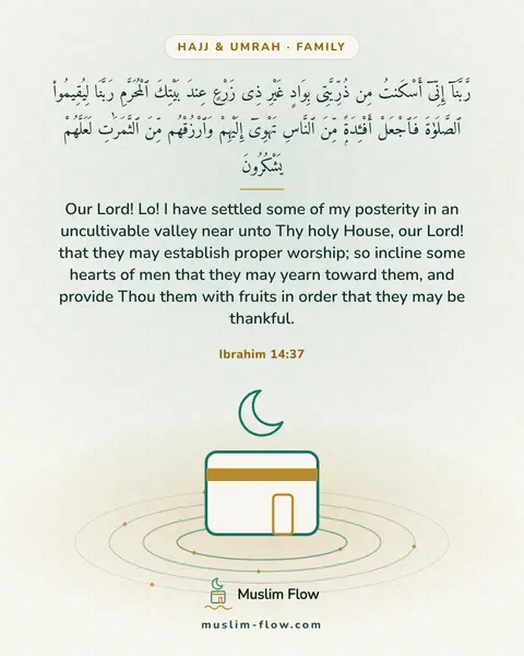 Ibrahim 14:37: Our Lord! Lo! I have settled some of my posterity in an uncultivable valley near unto Thy holy…