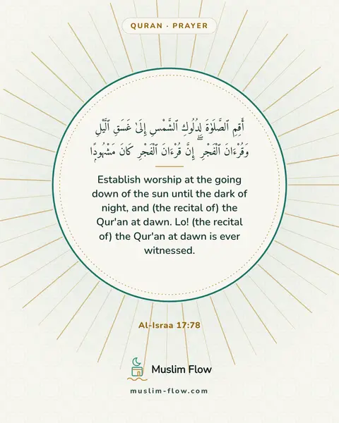 Al-Israa 17:78: Establish worship at the going down of the sun until the dark of night, and (the recital of) the…