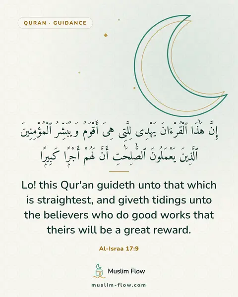 Al-Israa 17:9: Lo! this Qur'an guideth unto that which is straightest, and giveth tidings unto the believers who…