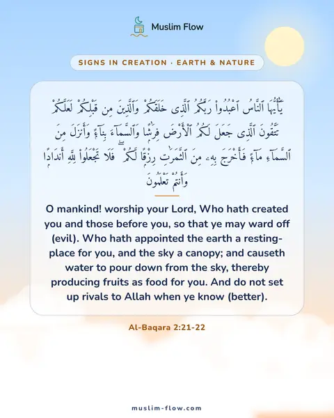 Al-Baqara 2:21-22: O mankind! worship your Lord, Who hath created you and those before you, so that ye may ward off…