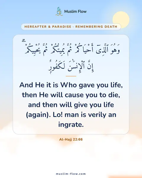 Al-Hajj 22:66: And He it is Who gave you life, then He will cause you to die, and then will give you life (again)…