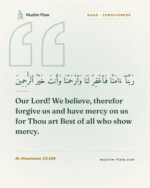 Al-Muminoon 23:109: Our Lord! We believe, therefor forgive us and have mercy on us for Thou art Best of all who show…