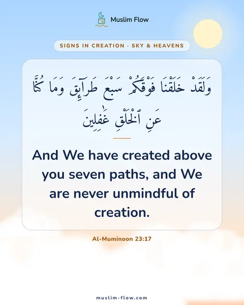 Al-Muminoon 23:17: And We have created above you seven paths, and We are never unmindful of creation.