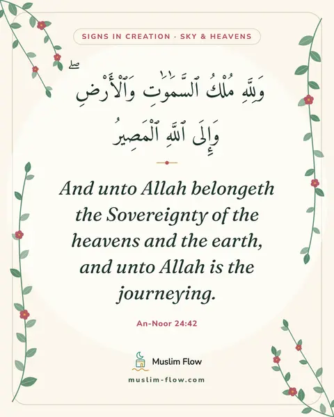 An-Noor 24:42: And unto Allah belongeth the Sovereignty of the heavens and the earth, and unto Allah is the…