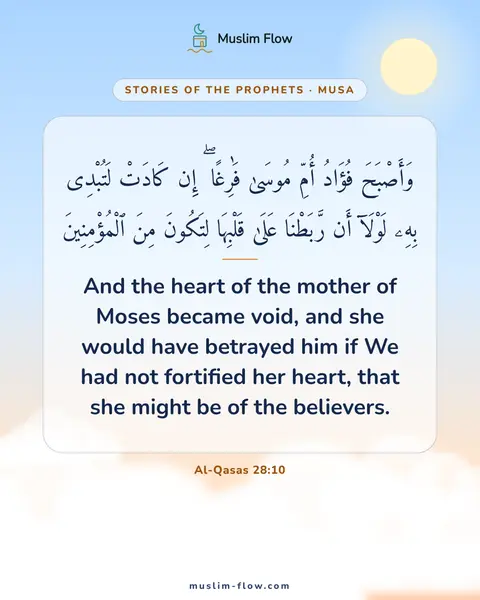 Al-Qasas 28:10: And the heart of the mother of Moses became void, and she would have betrayed him if We had not…