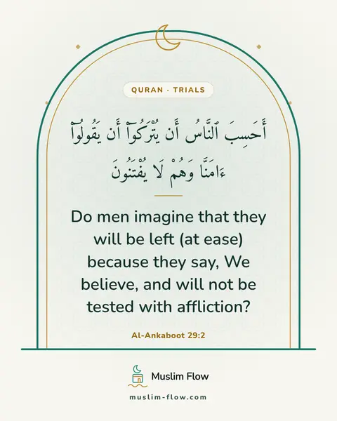 Al-Ankaboot 29:2: Do men imagine that they will be left (at ease) because they say, We believe, and will not be…