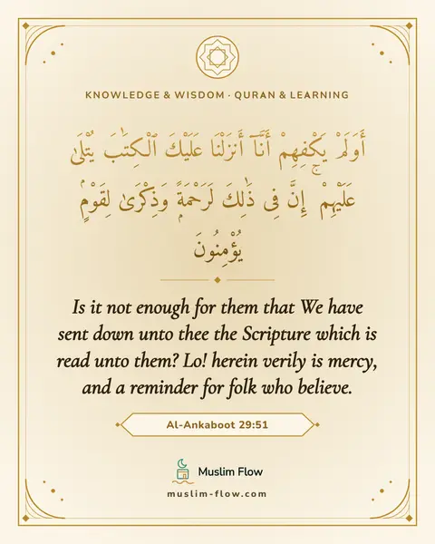 Al-Ankaboot 29:51: Is it not enough for them that We have sent down unto thee the Scripture which is read unto them?…