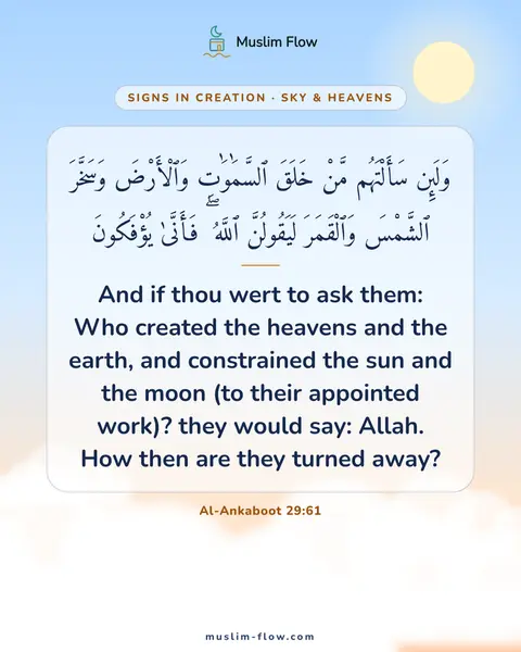 Al-Ankaboot 29:61: And if thou wert to ask them: Who created the heavens and the earth, and constrained the sun and…
