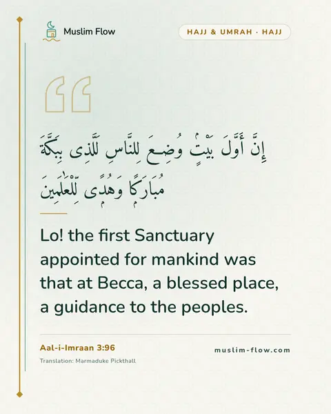 Aal-i-Imraan 3:96: Lo! the first Sanctuary appointed for mankind was that at Becca, a blessed place, a guidance to the…
