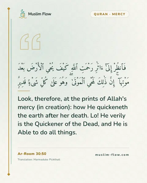 Ar-Room 30:50: Look, therefore, at the prints of Allah's mercy (in creation): how He quickeneth the earth after…