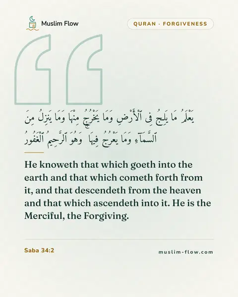 Saba 34:2: He knoweth that which goeth into the earth and that which cometh forth from it, and that descendeth…