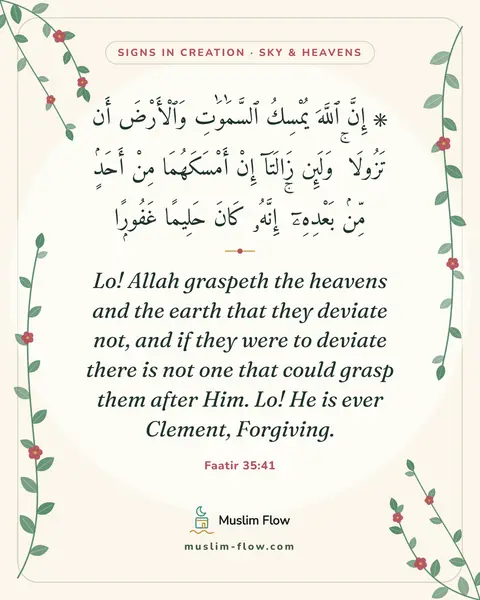 Faatir 35:41: Lo! Allah graspeth the heavens and the earth that they deviate not, and if they were to deviate…
