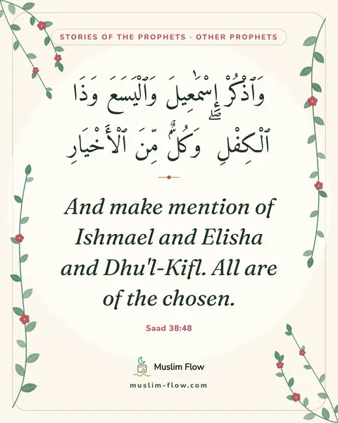 Saad 38:48: And make mention of Ishmael and Elisha and Dhu'l-Kifl. All are of the chosen.