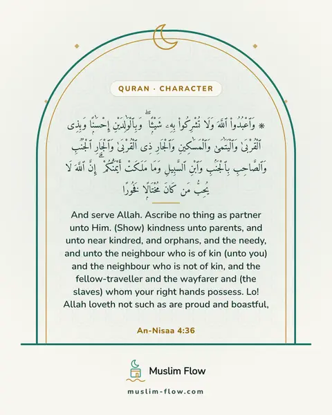 An-Nisaa 4:36: And serve Allah. Ascribe no thing as partner unto Him. (Show) kindness unto parents, and unto near…